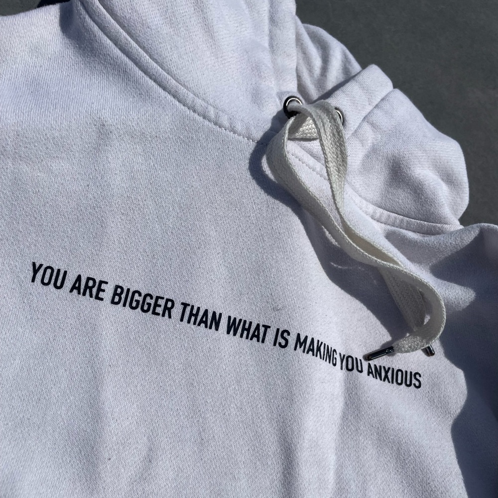 Cream Hoodie with Text
